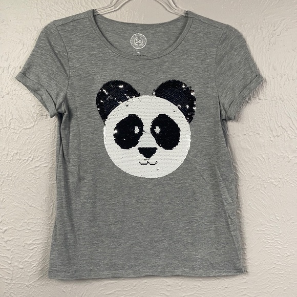 SO Other - Grey Reversible Sequin Panda Koala T-Shirt Size 14
